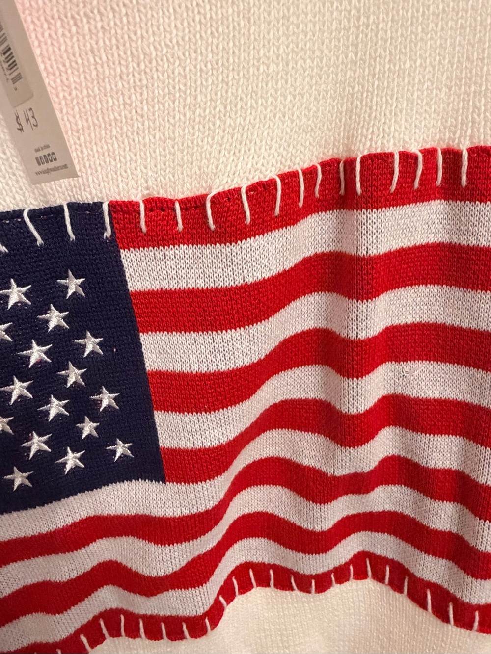 Simply Southern White Sweater with Red and Blue American Flag - Picture 3 of 4
